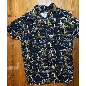 Refiner Republic Shirt Mens Medium Black Desert Cactus Print Button Up
